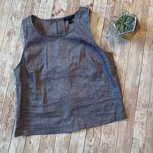 BR Linen-Cotton Button-Back Tank